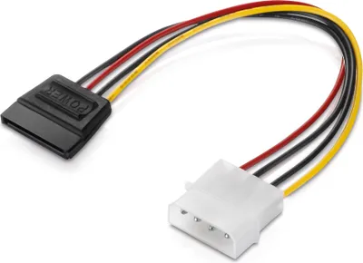 Produktbild von 15 cm Adapter-Kabel 4-pin Molex auf 15-pin SATA-Stecker schwarz