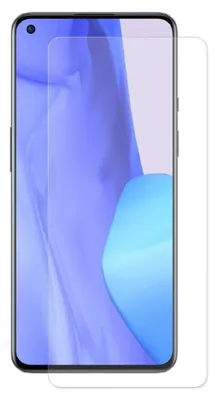 A clear screen protector is placed on a smartphone screen.