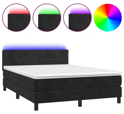 Produktbild von vidaXL Boxspringbett mit Matratze & LED Schwarz 140x200 cm Samt