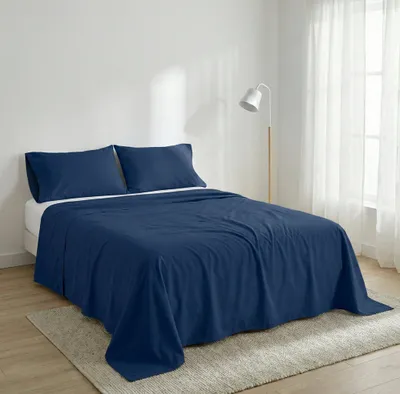 Image de Drap de dessus HappyFriday Basic bleu marine 260 x 270 cm
