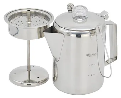 Produktbild von Camping-Kaffeemaschine, Edelstahl-Perkolator, Camping-Kaffeekanne mit 9 Tassen Fassungsvermoegen und Filterkorb