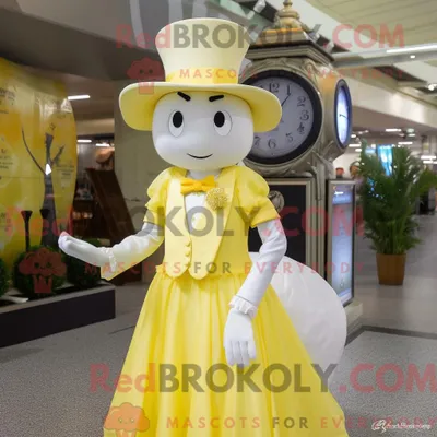 Obrázek produktu pro Kostým REDBROKOLY maskota na náramkové hodinky Citronově žluté barvy s odznaky svatebních šatů a klobouku