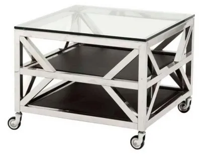 Obrázek produktu pro Casa Padrino designový stolek ve stylu Art Deco se skleněnou deskou 65 x 65 x v. 50 cm - Luxury Collection