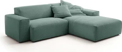 Produktbild von KAWOLA Sofa RANI Ecksofa Feincord grün Recamiere rechts