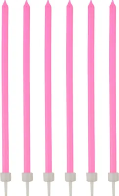 Produktbild von Geburtstagskerzen mit Halter 16 Stück pink-weiss 12cm - Einheitsgröße
