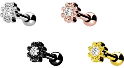 Produktbild von Ohrpiercing Chirurgenstahl Ohrpiercing BLUME + KRISTALL