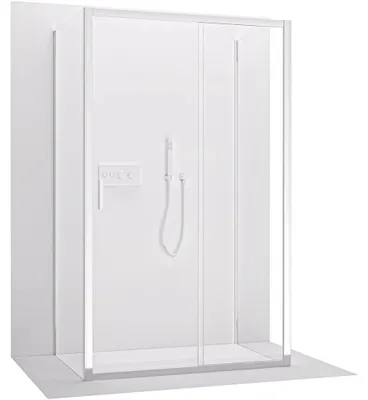 Zdjęcie produktu dla szkło ceramiczneO – Kabina prysznicowa trójścienna Varone LINE U L/P – 6 mm – chrom, szkło przezroczyste – 110 x 100 x 195 cm – przesuwna