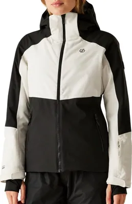 A woman wearing a ski jacket.