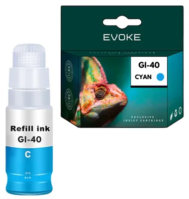 Produktbild von Evoke-Tintenpatrone, kompatibel mit dem Canon-Drucker GI-40 GI40 Cyan 70 ml, kompatibel mit PIXMA G5040, G6040 und GM2040