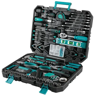 Image de Mallette à outils contenant 198 pièces, idéale pour un usage domestique