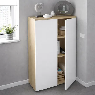Image de Dionisio - Armoire Polyvalente 2 Portes, 80x119h cm Chêne Brun, 2 Étagères