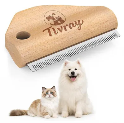 Image de Brosse pour chien en bois, brosse à épilation de 11 cm, ergonomique pour chiens et chats, sans douleur