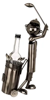 Produktbild von 71/3097 - Flaschenhalter aus Metall, Golfspieler, ca. 42 x 26 cm, ideal als Deko und Geschenkverpackung