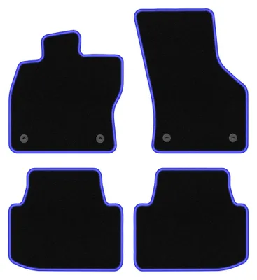 Image de Tapis de sol en moquette pour Volkswagen Passat B8 2015- (berline/break/Alltrack) – jeu 4 pièces, noir/bleu, sur mesure – Wielganizator CARLUX