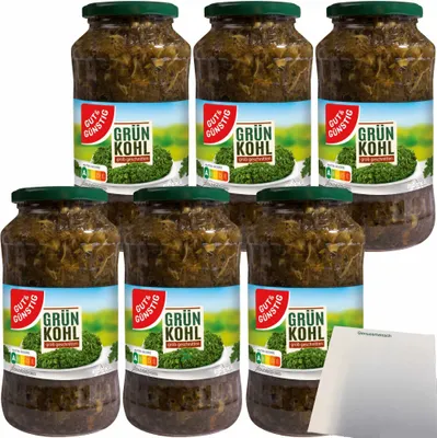 Produktbild von Gut & Günstig Grünkohl erntefrisch verarbeitet im praktischen Glas 6er Pack (6x660g Glas) + usy Block