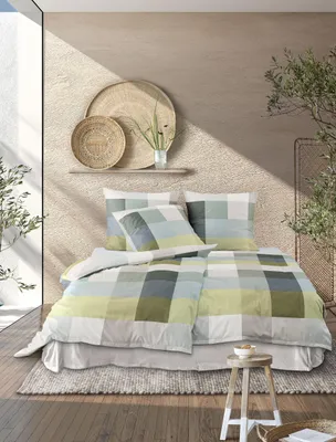 Produktbild von Irisette Mako-Satin Bettwäsche-Garnitur Wave 8542 Farbe salbei Größe 140x200+70x90