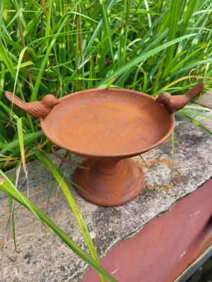 Produktbild von Edelrost Schale zum Stellen mit Vögel (Vogeltränke)