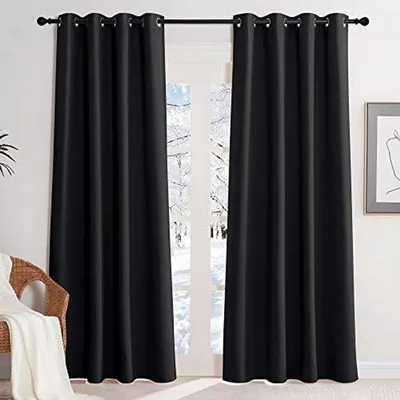 Image de Stores occultants – Isolants thermiques, protection contre les UV, en deux parties, noirs, 140 x 220 cm