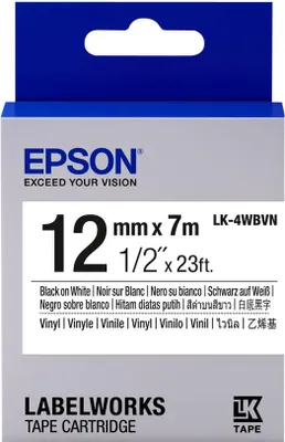 Produktbild von Epson LK-4WBVN, Schwarz auf weiss, Japan, Epson, LabelWorks LW-Z900FK (QWERTY) LabelWorks LW-Z710 LabelWorks LW-Z700FK (QWERTY) LabelWorks..., 1,2 cm, 7 m
