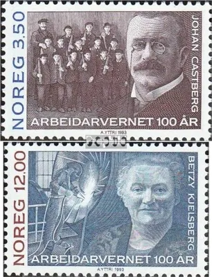 Produktbild von Briefmarken Norwegen 1993 Mi 1133-1134 (kompl.Ausg.) postfrisch Arbeiterschutzgesetzgebung