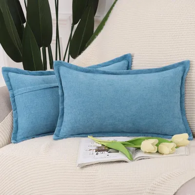 Obrázok produktu pre Obliečky na vankúše 40x60 cm, sada 2 ks, modrá, jemná ženilka, na pohovku