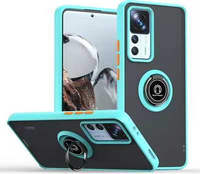 Produktbild von Xiaomi 12T Pro Hülle, Ring Halter Ständer Matte Transluzent TPU Rahmen Stoßfest Schutzhülle für Xiaomi 12T / Xiaomi 12T Pro Hellblau