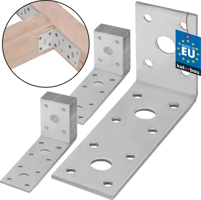 Zdjęcie produktu dla KOTARBAU® Kątownik Ciesielski Łącznik Budowlany Meblowy Stalowy Z Przetłoczeniem Nierdzewny 100 X 50 X 40 MM Zestaw 25 SZT