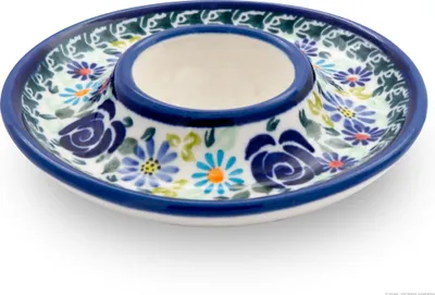 Produktbild von Original Bunzlauer Keramik Eierbecher klassisch flach Ø11,2 cm x H2,0 cm Dekor DU126