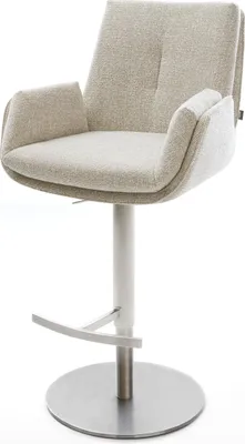 Produktbild von DELIFE Barstuhl Clea-Flex Webstoff Soft Beige Drehfuß höhenverstellbar Edelstahl Silberfarben