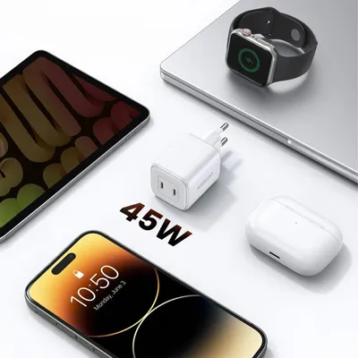 Produktbild von UGREEN Nexode 45W Dual USB-C PD Charger (25W+20W) white