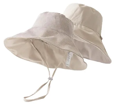 Immagine prodotto di Cappello pieghevole unisex, beige a righe, con protezione UV 50+, regolabile