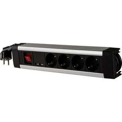 Produktbild von REV Steckdosenleiste 4-fach + KS USB SupraLine Schalter schwarz
