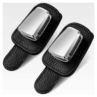 Produktbild von 2 Packungen Auto Gläser Halter Universeller Auto Visier Sonnenbrillen Halter Clip Leder Brillen Aufhänger und Ticket Karten Clip für Auto (Schwarz)