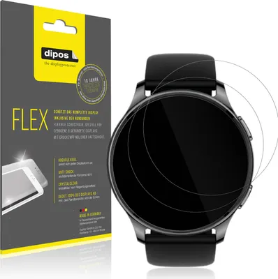 Produktbild von 2x Schutzfolie für Amazfit Pop 3r Folie, 100% Displayabdeckung, dipos Flex