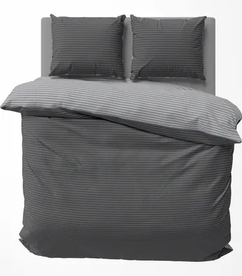 Produktbild von Wendebettwäsche gestreift Streifen Stripes modern Bettbezüge Renforcé Baumwolle, Größe:3 teilig 200x200 cm, Farbe:grau / anthrazit
