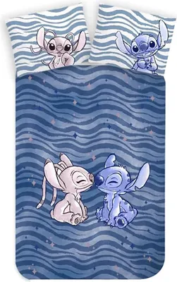Zdjęcie produktu dla Disney Lilo i Stich, pościel dziecięca, pościel dziecięca, wędka z gwiazdą w tle, kołdra 100 x 135 + poduszka 40 x 60 cm 100% bawełna