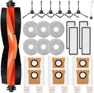 Produktbild von 30 Stück Zubehör für Xiaomi X20 Plus/X10 Plus Saugroboter, 6 Staubbeutel 6 Wischpad 1 Hauptbürste 6 Seitenbürsten 4 HEPA Filter 1 Reinigungsbürs