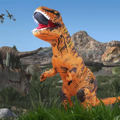 Produktbild von Ikodm Aufblasbares Kostüm T-Rex Dinosaurier 2 m, Dino Kostüm aufblasbar für Erwachsene, Halloween & Karneval