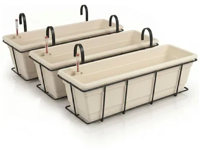 Produktbild von Plastard selbstwässernd Blumenkasten 100 cm 3er Set Seidengrau Pflanzkasten & Korb