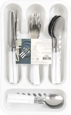 Image de HowHomely | Ensemble de couverts 16 pièces - Blanc - Moderne