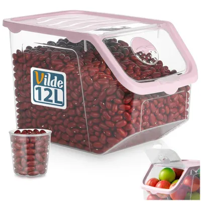 Produktbild von Vilde | Kartoffelbox 12 L - mit Belüftung - Vorratsdose für Gemüse und Obst - Transparent/Rosa