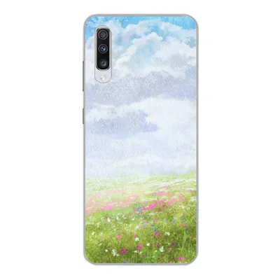 Produktbild von MuchoWow® Handyhülle Schutzhülle Hülle für Samsung Galaxy A70 Aquarell - Blumen - Landschaft Silikon Softcase Handy Hülle - Schutzhaube