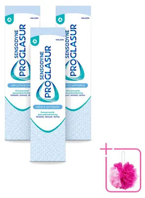 Image de 3 tubes de dentifrice Sensodyne Proglasur Gentle Whitening - 75 ml chacun - Pack économique - 3 pièces