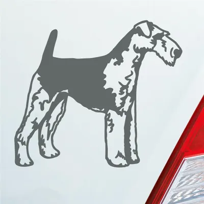 Produktbild von Auto Aufkleber Airedale Terrier Dog Tier Hund 12x10 cm Grau Sticker Heckscheibenaufkleber
