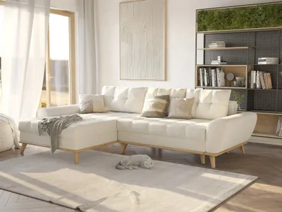 Produktbild von Ecksofa Schlafsofa Sofa MARTINA Stoff Enjoy Creme Ottomane Links