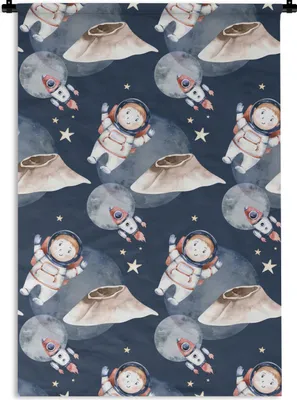 Produktbild von MuchoWow® Wandteppich Wandbehang Weltraum - Astronaut - Rakete - Jungen - Mädchen - Kind 120x180 cm Tapisserie Dekoration Wandtuch - Schlafzimmer - Dekorationen für das Haus