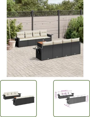 Produktbild von The Living Store 9-tlg. Garten-Sofagarnitur mit Kissen Schwarz Poly Rattan