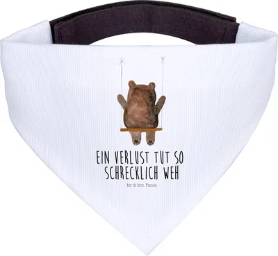 Produktbild von Mr. & Mrs. Panda Halstuch Für Hunde Bär Schaukel - Weiß - Geschenk, Hundehalstuch, Verlust Trauer Trauergeschenk Traurig Trösten Trost Liebeskummer Liebe Verliebt, Hund