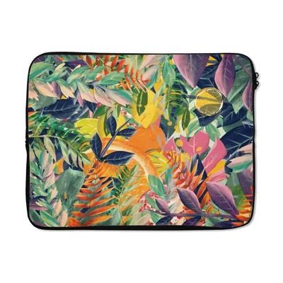 Produktbild von MuchoWow® Laptop Hülle 17 Zoll Laptoptasche Blumen - Dschungel - Tropisch - Zipper - Schutzabdeckung