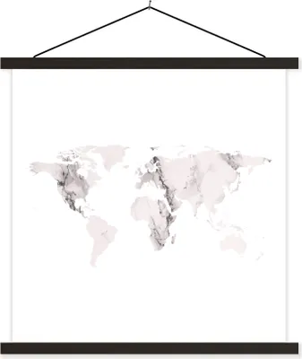 Produktbild von MuchoWow® Textilposter Weltkarte - Weiß - Marmor 40x40 cm mit schwarzem Rahmen - Fotos